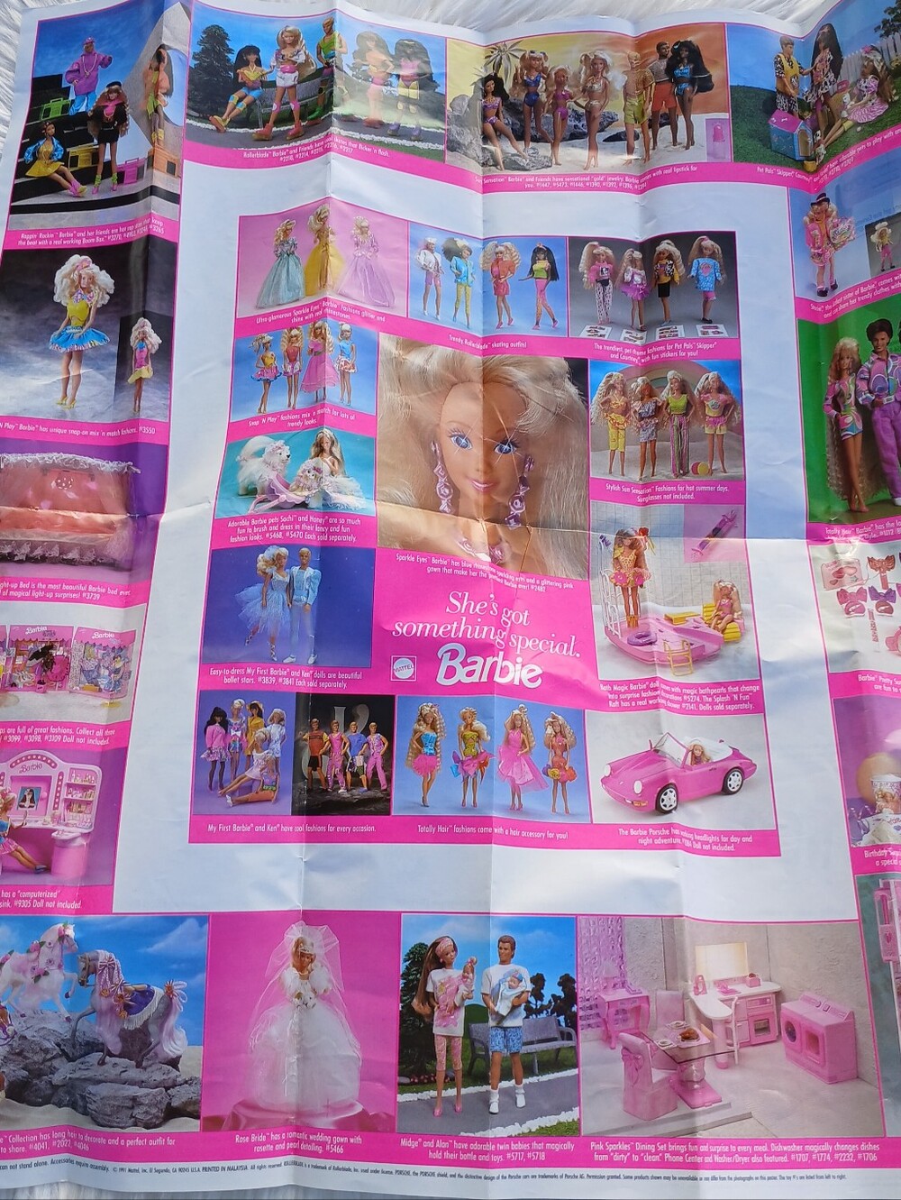 Vintage Barbie 1991 Pamphlet Insert Product Poster Mattel Totally Hair 90s 1990s